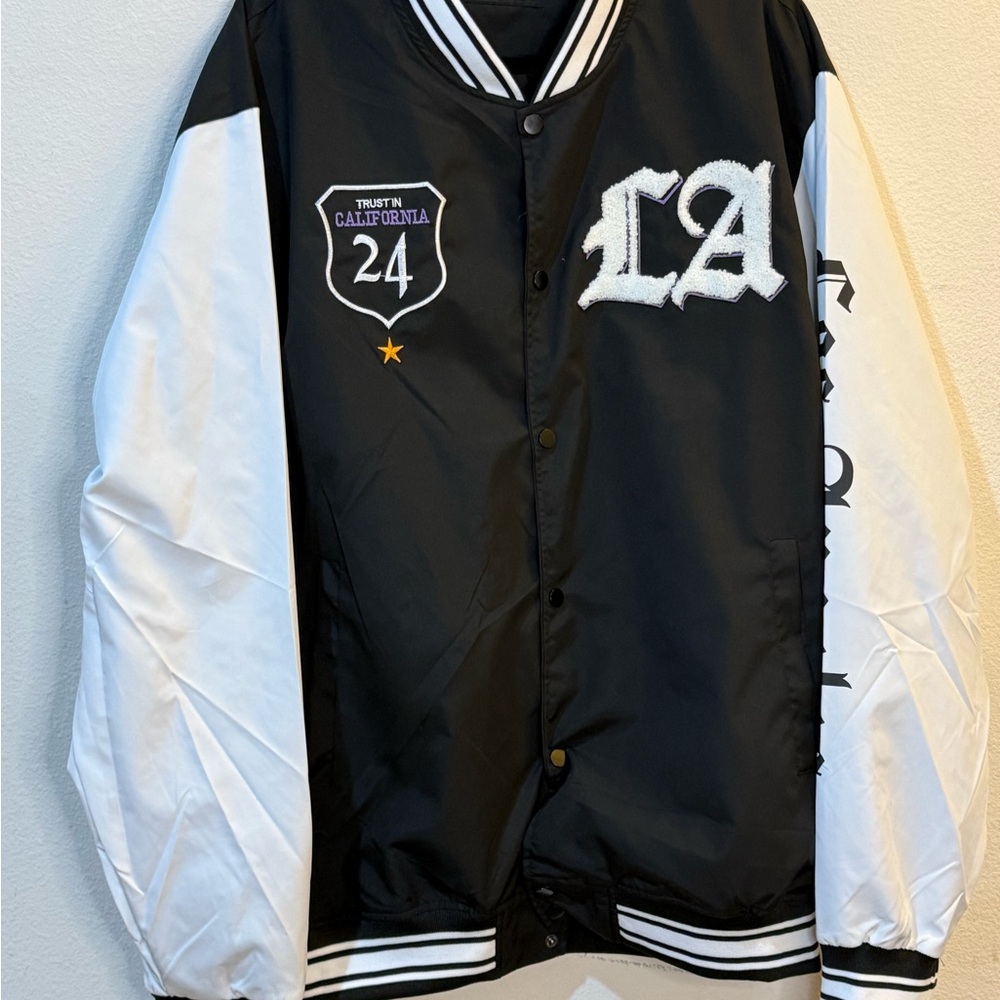Seven Souls NWT Black and White Varsity Jacket "Trust in California 24" Bomber